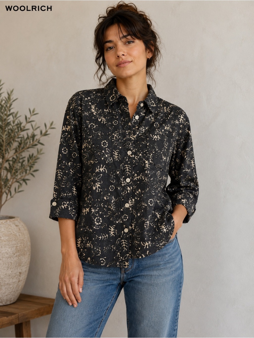 Woolrich 100% Cotton Floral Button Front Shirt - Women’s SP cottagecore